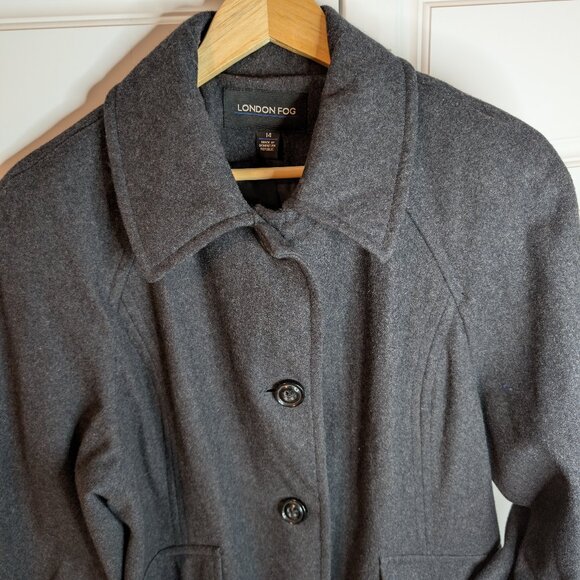 Vintage London Fog Wool Blend Full Length Coat | Women's, Charcoal Gray, Size 14 - Picture 2 of 15
